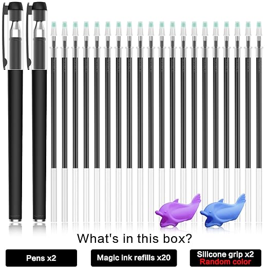 Magic Pens & Refills for Grooved Handwriting Workbooks, Magic Ink Pen for Grooved Handwriting Practice for Kids or Grooved Writing Books 3-5, Disappearing Ink Pens for Handwriting Book.