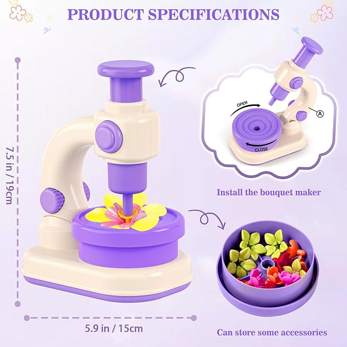 SANANT Fabric Flower Bouquets Toys, DIY Arts and Crafts Toys for Kids 4-8, Making Kit Build Own Bouquet, DIY Educational Activities Flower Making Kit Toys for Toddlers, Birthday Gifts for Girls