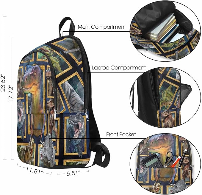 M YESCUSTOM Custom Dinosaur Backpack for Boys Personalized Elementary Boys Backpack with Name, Kids School Bookbag Shoulder Bag Multi Travel Backpack Casual Daypack Bag for Teenager School Camping