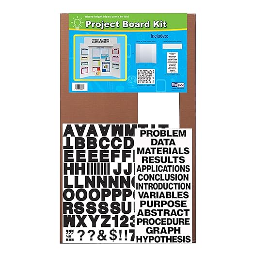 Flipside Products 36" x 48" Project Board Kit, 24 Pack, School Presentation Display Board and Supplies, Trifold Kits, Letters, Titles, Header Display, Presentation, All in One