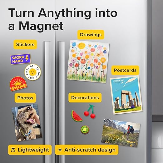 Strong Self-Stick Adhesive Magnetic Sheets 4 Pcs (8.5x11"/22x28cm) – Customizable Magnetic Paper for Photo, Magnet Stickers, Labels, Crafts; for Fridge, Lockers, Whiteboards, Office, Projects