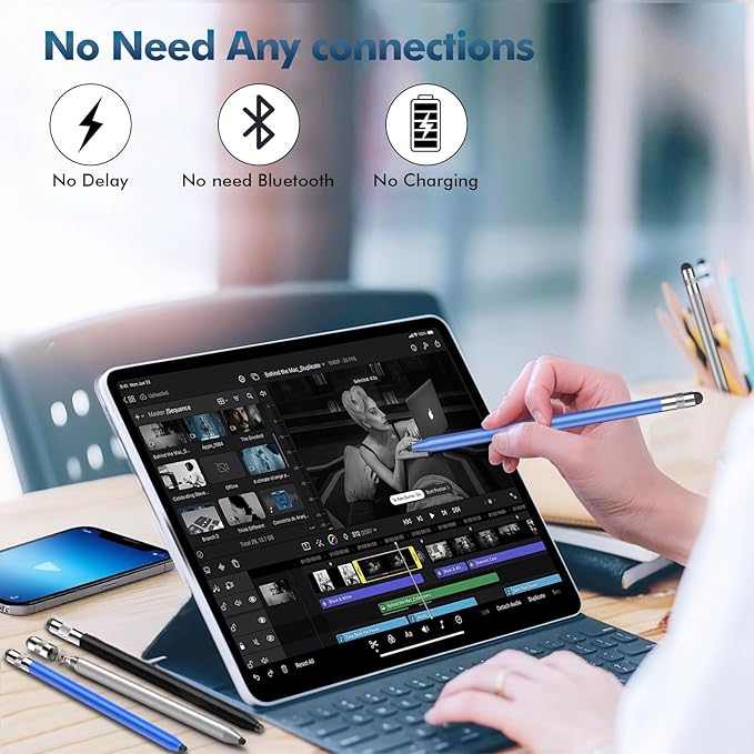 Stylus Pen for Touchscreen, 3-in-1 Rubber Disc Stylus, High Sensitivity and Precision, Universal Stylus Pen Compatible for Ipad,iPhone Android Kindle All Capacitive Tablets