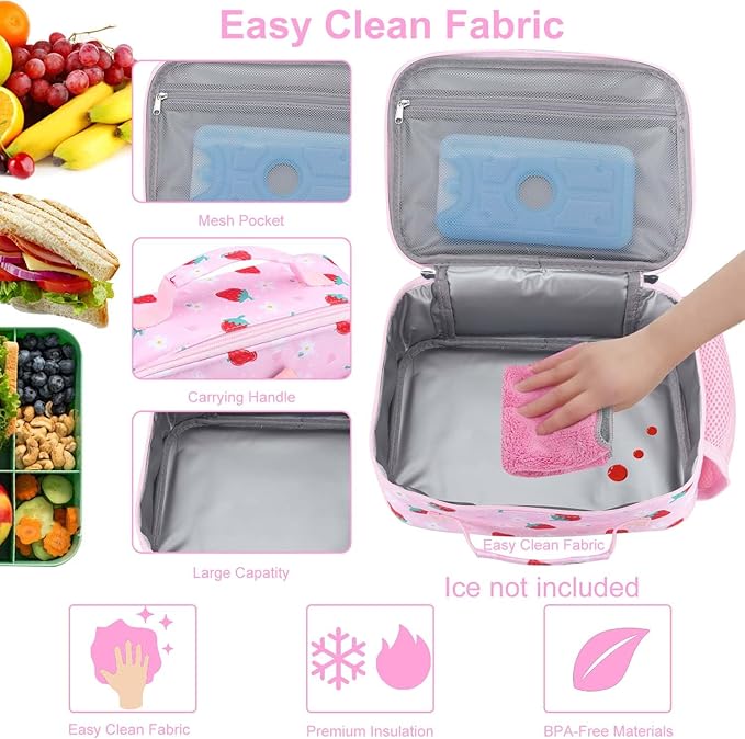 RHCPFOVR Kids Lunch Box for Girls Teens Insulated Lunch Bag Reusable Lunch Tote Kit for School Travel