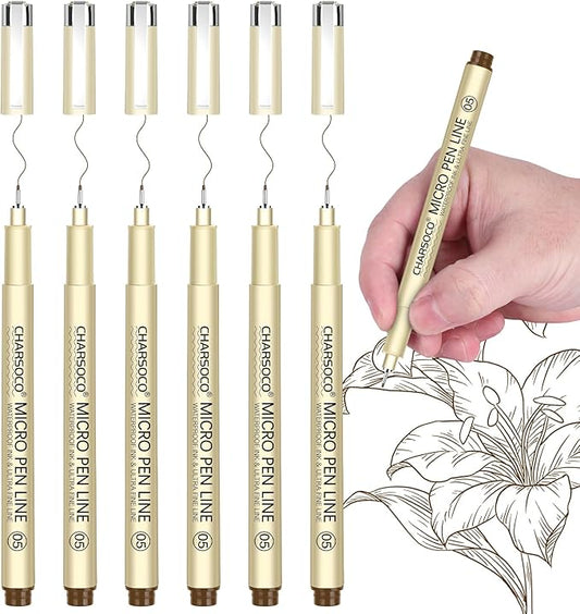 05 Micro Pen, Brown Fine Point Pen with Waterproof Archival Ink, 0.48mm Fineliner Ink Pens for Artist Illustration, Sketching, Anime, Manga, Technical Drawing and Scrapbooking