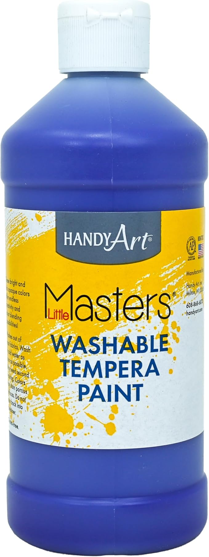Handy Art Little Masters Washable Tempera Paint, Violet, 16 oz Bottle, Bright & Mixable, High Opacity, Washable Colors for Classroom, Students, Kids, Young Artists, Safe & Non-Toxic, Made in USA