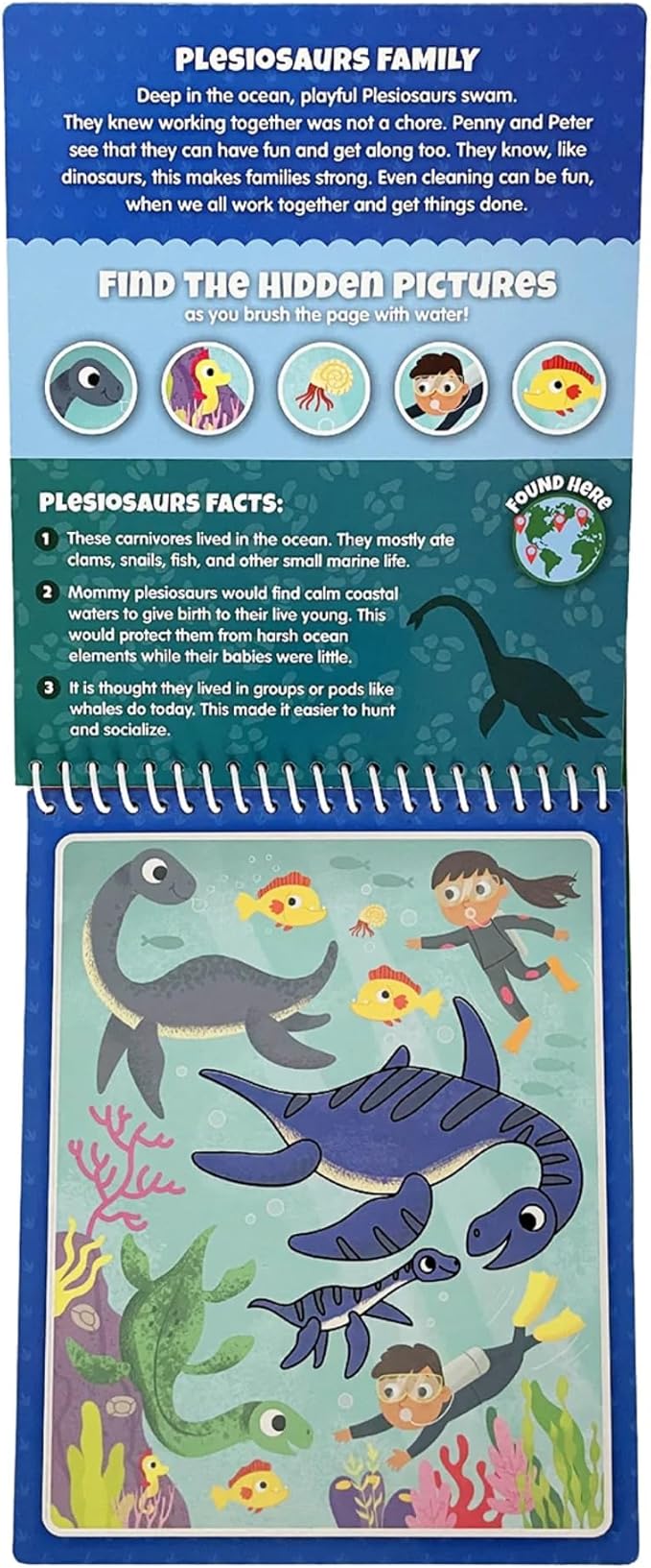 Dinosaur Families Aqua Brush Activity Book - Reusable Water Coloring, Travel-Friendly Fun for Kids