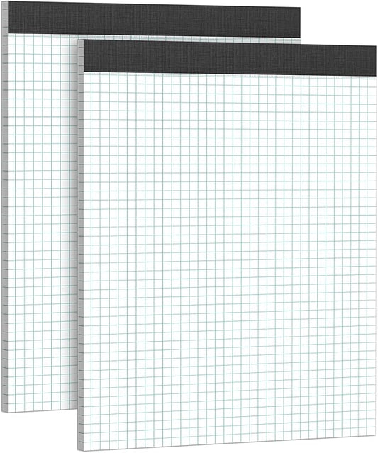AILZFEI Graph Paper Notebook 8.5 x 11 Grid Paper Pad Quad Ruled, 2 Pack, 30 Sheets per Pad, White, 4x4 (4 Squares per inch), Easy-Tear Perforations, 8.5"x11" Quad Ruled Grid Paper Pad