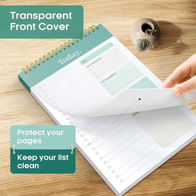 To Do List Notepad - To Do List Notebook for Work with 52 Sheets, 9.8" x 6.5", Undated Daily Planner Perfect for Daily Tasks and Goal Setting, Notepad Suitable for Office, Home & School - Forest Green