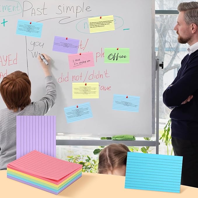 Tecmisse 3x5 Index Cards Colored, 120 PCS Ruled NoteC ards, Lined Flashcards, Colorful Flash Cards for Studying, Heavy Notecards for Office and School