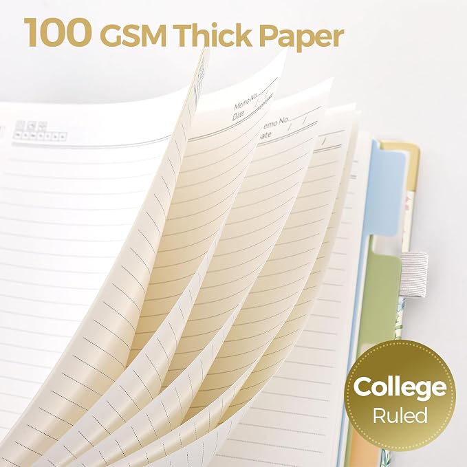 SKYDUE Sprial Notebook With Dividers Tabs, 5 Subject Notebook College Ruled
