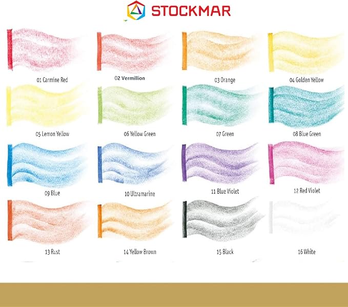 STOCKMAR Wax Block Crayons, 16 Assorted Colors in Tin Case – Beeswax-Based Art Crayons with Lightfast Pigments, Durable Blocks for Artistic Techniques, Drawing, Coloring, Layering - Artist Supplies