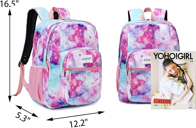 abshoo Classical Basic Womens Galaxy School Backpack For College Teen Girls Water Resistant Bookbag (Galaxy Pink)