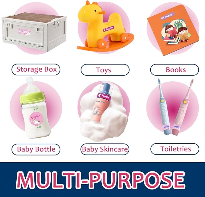 Daycare Name Labels for Kids, 360pcs Waterproof & Removable Name Stickers for Water Bottles, Lunch Boxes and School Daycare Name Tag (Unicorn)