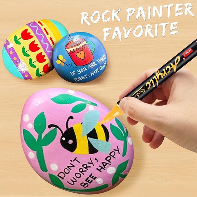 Acrylic Paint Pens Markers, 48 Colors Dual Tips Waterproof Paint Markers For Rock Painting, Fabric, Metal, Glass, Wood, Canvas, Ceramic, Plastic, Non-Toxic & Odor, Premium Art And DIY Craft Supplies