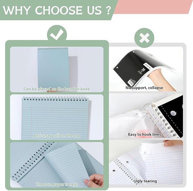 gisgfim 6 Pcs Neutral Top Bound Spiral Notebooks 8.5" x 11" College Ruled Aesthetic Legal Pad Steno Pads Colored Paper Assorted Covers Wirebound Notepad for Writing School Office Supplies