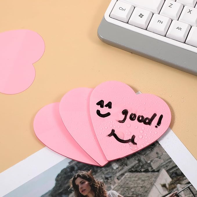 150 Sheets Heart Shaped Transparent Sticky Notes Waterproof Heart Sticky Notes 2.8'' Self-Stick Book Tabs PET Markers Sticky Notes Pad for Office School Home(3 Pack)