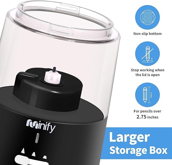 Pencil Sharpener Electric Pencil Sharpener Heavy Duty Blade Rechargeable Battery Powered Pencil Sharpeners for 6-8mm Colored Pencils Auto Stop Fast Sharpen in 3s (Black)