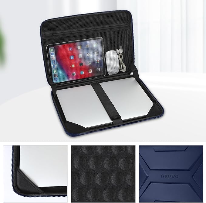 MOSISO Laptop Case 15.6 inch, 15-16 inch Laptop Sleeve Compatible with MacBook Pro 16 / Air 15, HP Acer Dell Lenovo ASUS,Artistic Geometric EVA Carrying Case Hard Shell with Handle, Navy Blue
