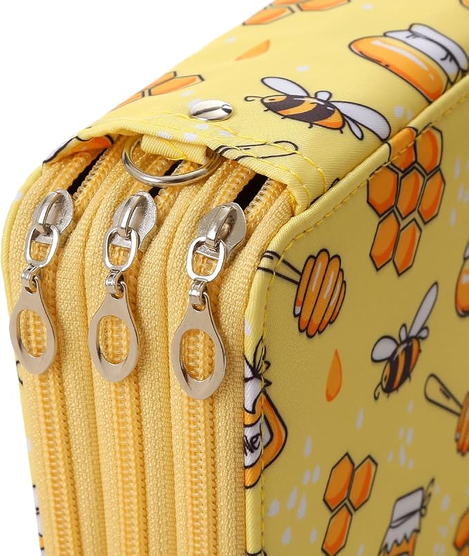 72 Slots Pencil Case Organizer w/Removal Handle Strap | 3-Layer Zipped Pencils Box Large for Colored Pencils Watercolor Pencils for Office and Travel for Artist