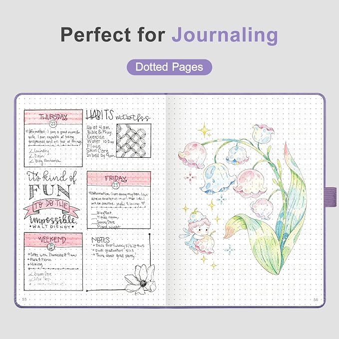 AHGXG Dotted Journal Notebook, 160 Numbered Pages, A5 Size (5.7'' x 8.3'')