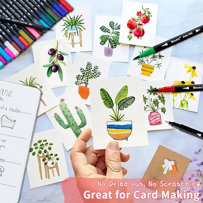 Dual Markers Brush Pens Easter Basket Stuffers, 36 Art Markers for Gifts Trendy Stuff, Double Tip Colored Pen for Adult Coloring Books Art Suppliers
