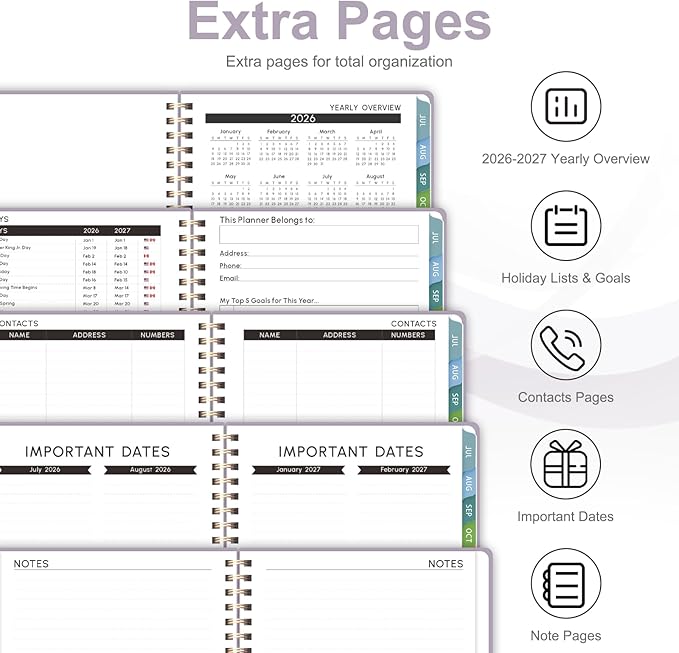 Planner 2026-2027, Weekly and Monthly Academic Planner, July 2026 - June 2027, Hardcover Calendar Agenda Book for School Year Planning, School Supplies for Teacher and Student, Letter Size(8.5'' x 11'')