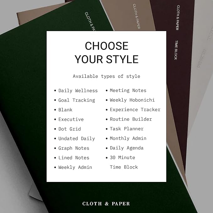 Cloth & Paper Travel Notebook | Time Blocking Planner – Bordeaux | Pocket Plus Daily Schedule Planner 3.2" x 6" | 30 Minute Time Block Layout for Planning, Scheduling & Productivity – Soft Touch Cover