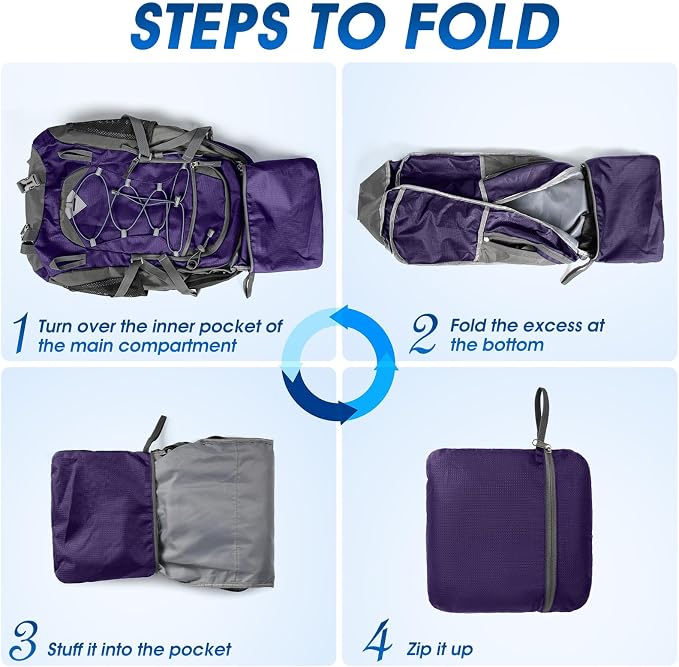 IGOLUMON Hiking Backpack 40L Packable Lightweight Camping Daypack Men Women | Multi-compartment storage Water-resistant Foldable Nylon Material Hiking Day pack for Camping Cycling Outdoor