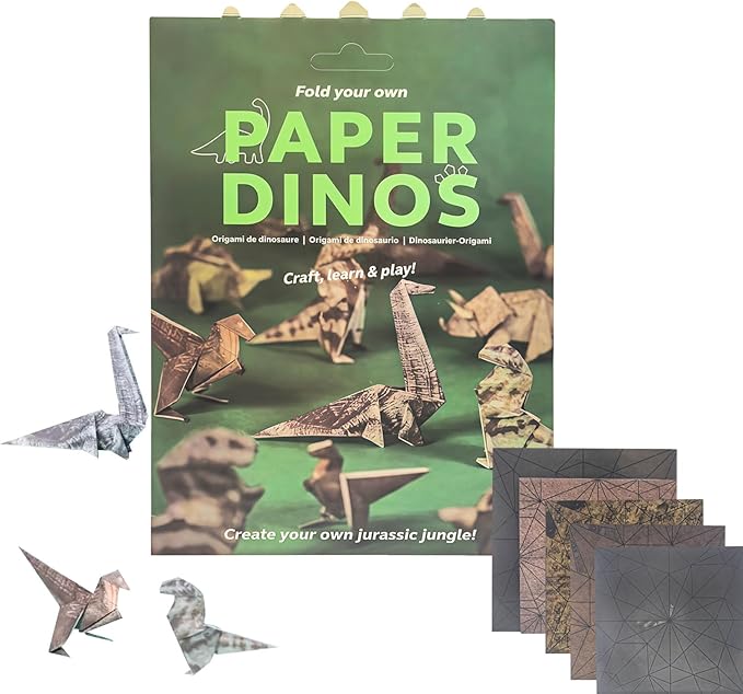 Origami Paper Craft Kit, Dinosaur Origami Paper Crafts for Adults & Kids - DIY Origami Kit for Desk Decoration, Gift for Dinosaur Lovers