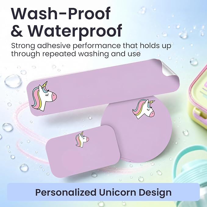 Label Daddy Personalized Name Labels for School, Unicorn Design | Waterproof Name Tags for Kids, Washable Custom Daycare Labels, Clothing, Lunchboxes, Water Bottles and More, 128 Ct & 256 Ct