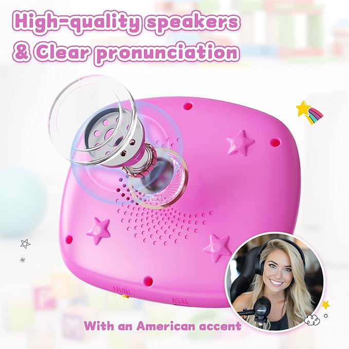 HOMESTEC Toddler Talking Flash Cards with American Accent and 288 Sight Words for Speech Therapy Learning Montessori Sensory Play for Boys and Girls Ages 3 to 6 Birthday Gifts (Pink)