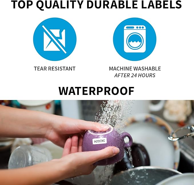 Ez Kids Clothing Labels Self-Stick No-Iron Write-On | Great for Children & Adults | Washer & Dryer Safe | School, Camp, Nursing Care, Toys, Organizing, All Purpose (60-Pack)