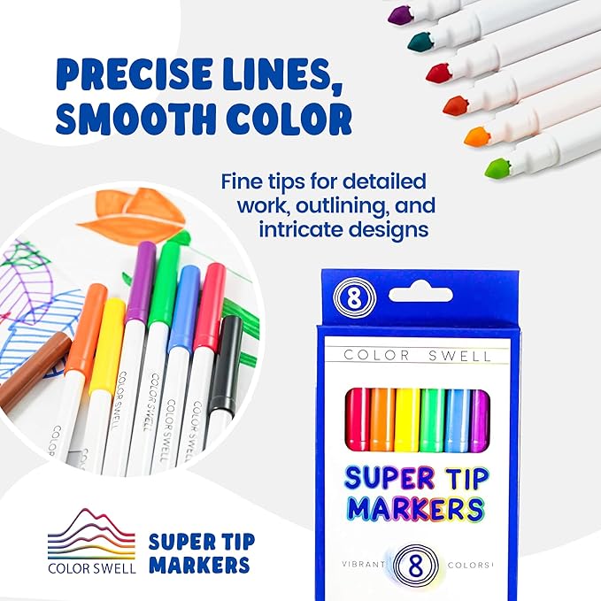 Color Swell Washable Bulk Markers Pack 36 Boxes of 8 Vibrant Colors Each (288 Total Super Tip Markers) for Classrooms, Parties, Donations, Home