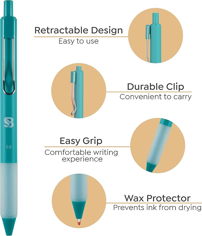 BLIEVE - Aesthetic Highlighters and Gel Pens With Soft Ink and Chisel Tip, Bible Highlighters and Pens No Bleed, Dry Fast Easy to Hold, for Bible Journaling Planner School Supplies (VINTAGE)