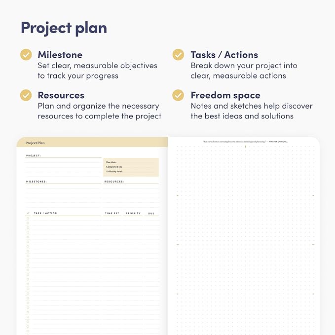 BestSelf Self Planner – 6-Month Undated Life Planner for Goal Setting, Time Management & Productivity – 7"x10" Navy Notebook