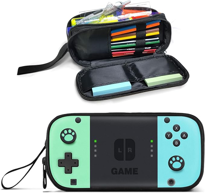 Gamer Pencil Case for Boys, Large Boys Pencil Pouch for Kids Teens School, Big Capacity Pen Box Pen Bag Organizer with 2 Compartments & Zipper