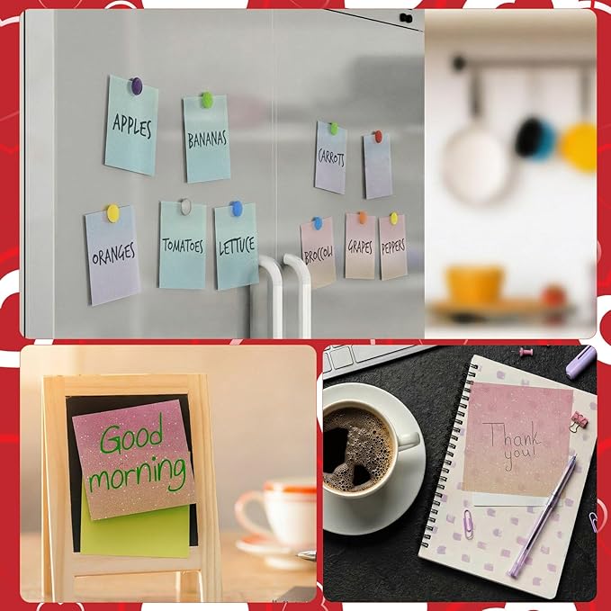 Gueevin 600 Sheets Transparent Sticky Notes 12 Pack Glitter Translucent Clear Sticky Notes Tabs Gradient 6 Color Frosted 2.9'' See Through Memo for Women Aesthetic Bible Journaling Office Supplies