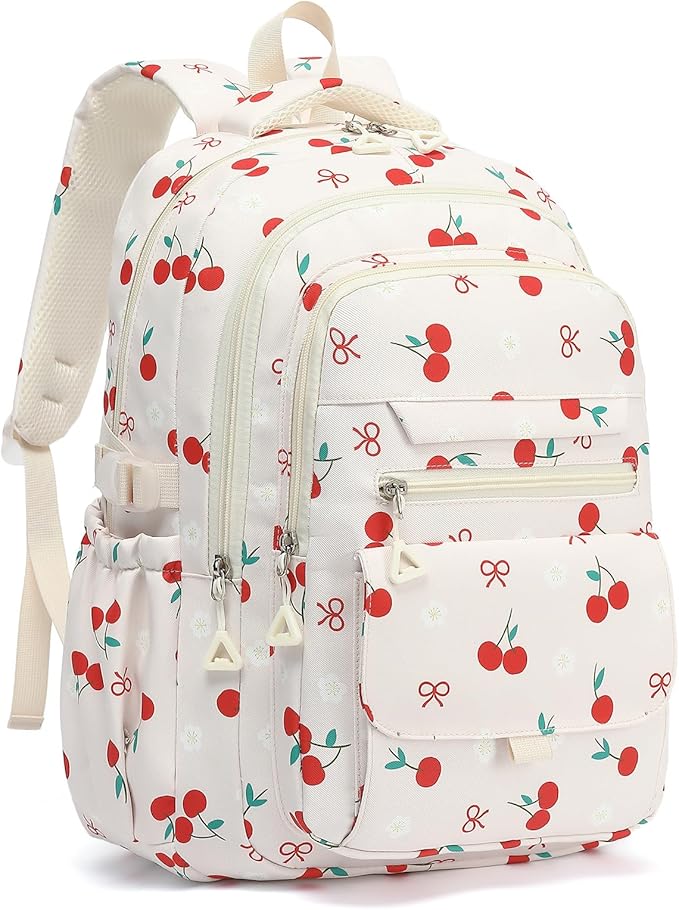 Phaoullzon Girls School Cherry Backpack for Kids Kawaii Bookbag College Daypack,Cherry
