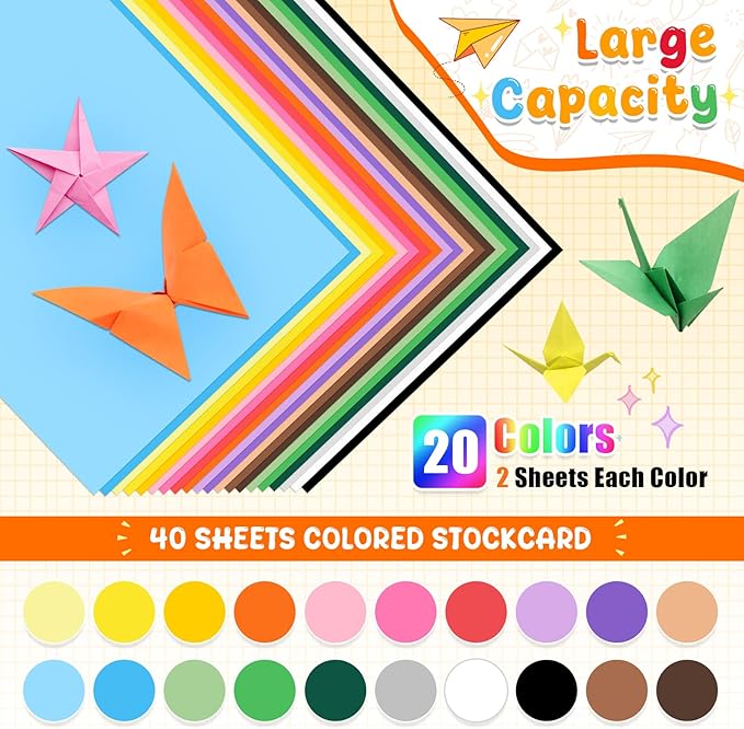 40 PCS Cardstock 8.5 "x 11", Craft Bulk Construction Paper 180GSM/65LB, 20 Colors Card Stock Paper for Card Making Printer Scrapbook Decorations DIY
