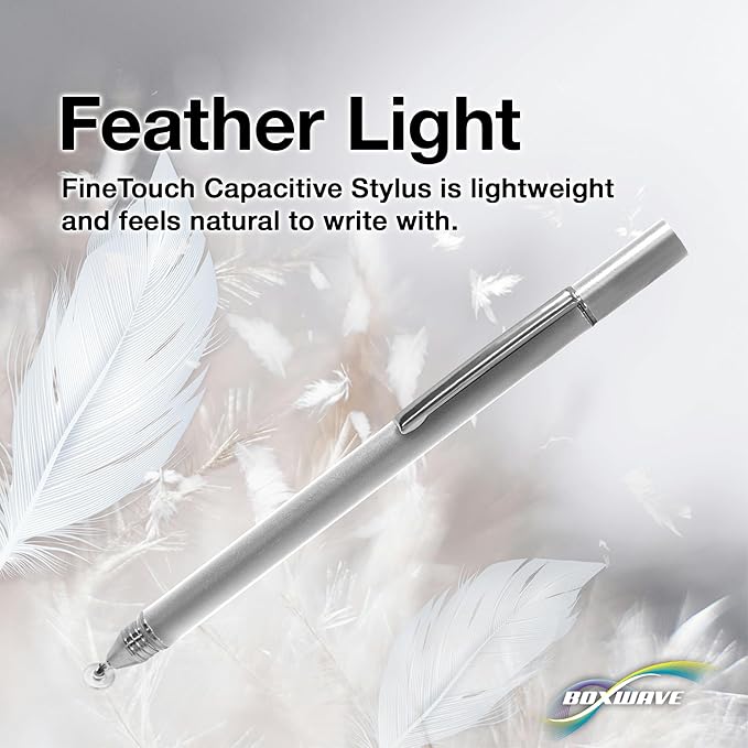 BoxWave Stylus Pen Compatible with Boogie Board Blackboard Smart Scan Reusable Notebook - FineTouch Capacitive Stylus, Super Precise Stylus Pen - Metallic Silver