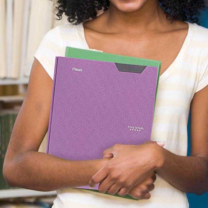 Five Star Folder, 2-Pocket, Prong Fasteners | Amethyst Purple | Pack of 2 | Stay-Put Design