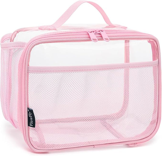 FlowFly Kids Lunch box Insulated Soft Bag Mini Cooler Back to School Thermal Meal Tote Kit for Girls, Boys,ClearPink