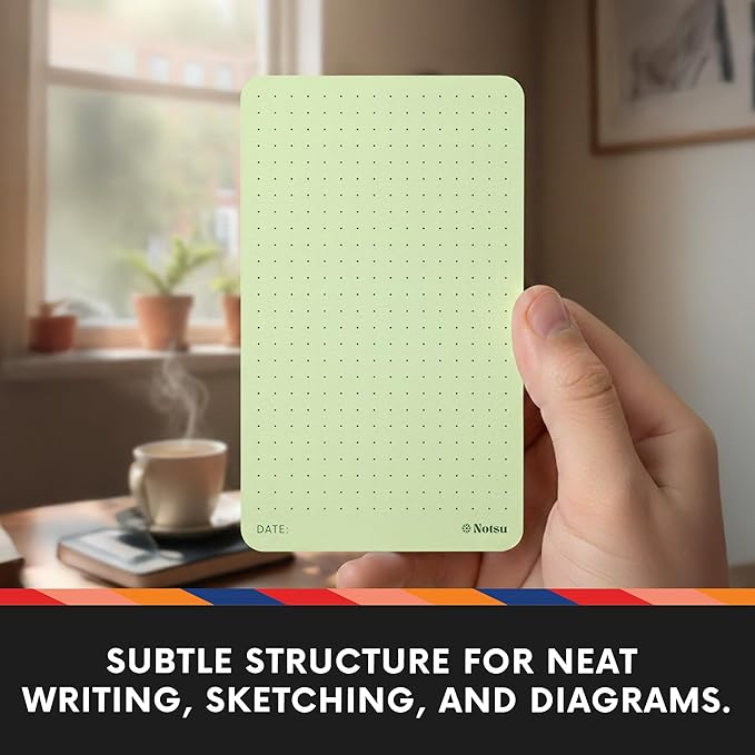 Notsu Dotted Colored Note Cards 3x5 inch, 40 ct | Green Bullet Dot Grid Vertical Color Index Cards with Rounded Corners, Premium Thick Paper 350 gsm