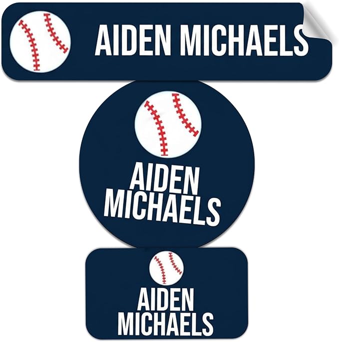 Label Daddy Personalized Name Labels for School, Baseball Design | Waterproof Name Tags for Kids, Washable Daycare Labels, Clothing, Lunch Boxes, Water Bottles and More, 128 Ct