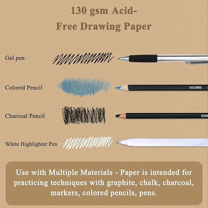 Fuxi Toned Tan Sketchbook, 2-Pack - 5.5" x 8.5" | 85lb/130gsm Toned Paper, 50 Sheets Per Pad.
