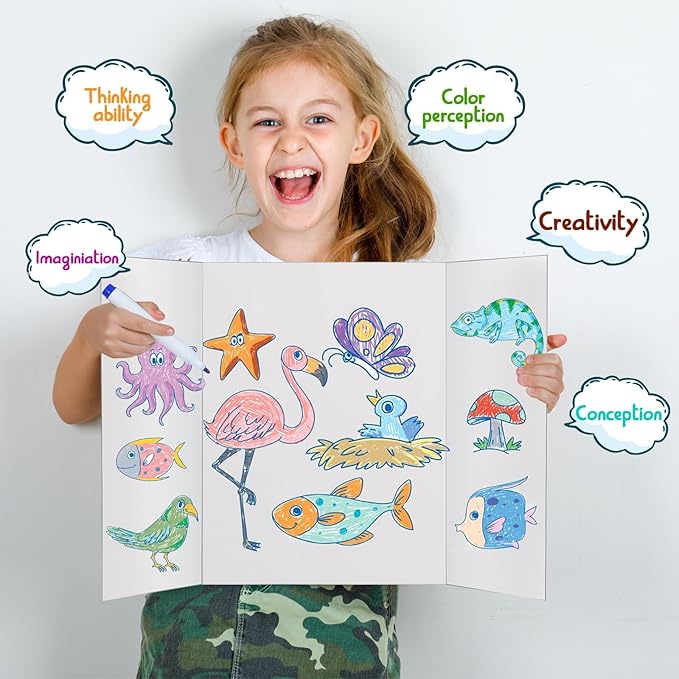 Trifold Poster Board 26"x17", 10 Pack Small Presentation Board for Science Fair Projects, Foldable Display Board for School Projects, Office Presentations and Classroom