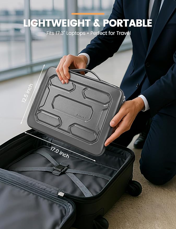 DOMISO 17 inch Laptop Sleeve with Handle Shockproof Waterproof EVA Protective Case for 17.3" ZBook Fury 17.3 G8/MSI GS73VR Stealth Pro/HP Envy 17/LG Gram 17"/ROG Strix GL702VS, Dark Grey