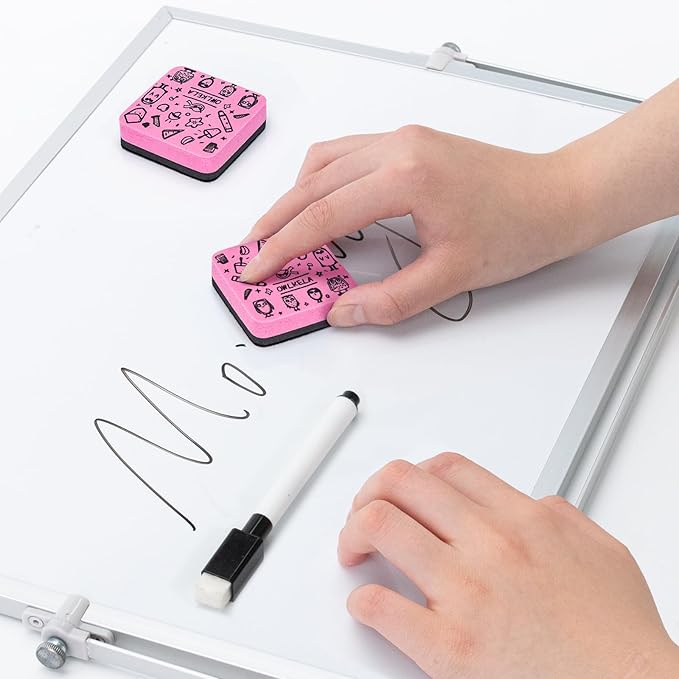OWLKELA 30Pcs Dry Erase Erasers, Magnetic Whiteboard Eraser, Mini Whiteboard Cleaning Pads for Classroom, Office and Home, Pink