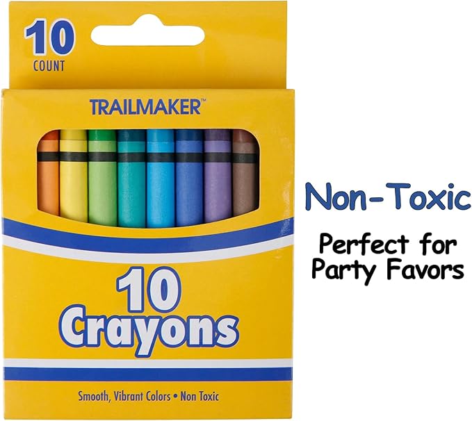Trail maker 100 Pack Crayons Bulk for Kids, Classroom - Wholesale Bright Wax Coloring Crayons Party Favors in Bulk, 10 Per Box Art Set
