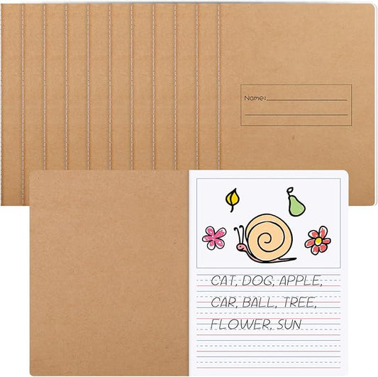 zmybcpack 12 Pack Primary Composition Notebook 9.75" x 7.5" Primary Journal Handwriting Practice Notebook Draw and Write Journal for Kids to Write Stories（32 Sheet/64 Page)
